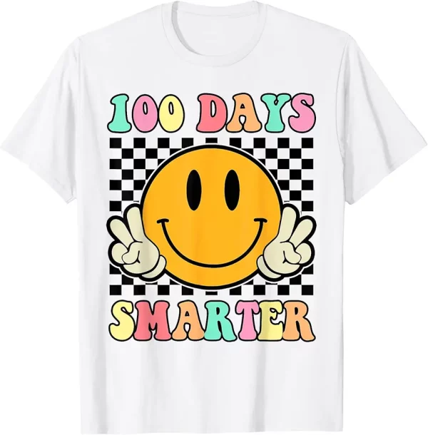 100 days smarter smile face 100th day of school teacher kids tshirt 9fw6df0nz0 gu7qa 1