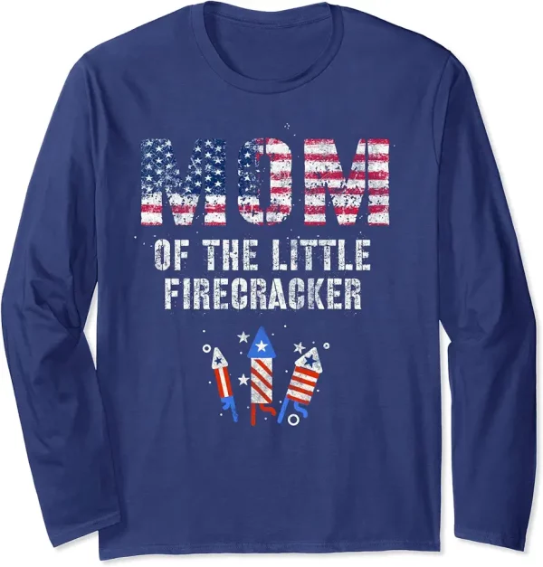 4th july kids mom of the little firecracker birthday squad long sleeve tshirt 6zx2yx9to3 p0s1t