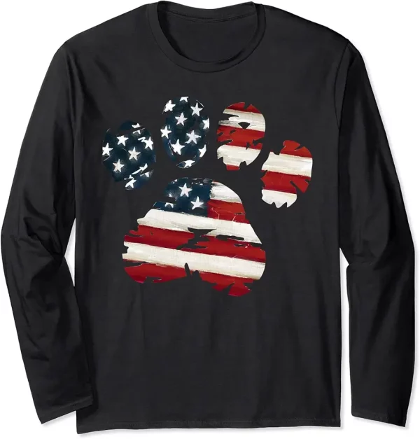 4th of july dog paw print american flag happy independence long sleeve tshirt 3bf1ea2eh9 naapc