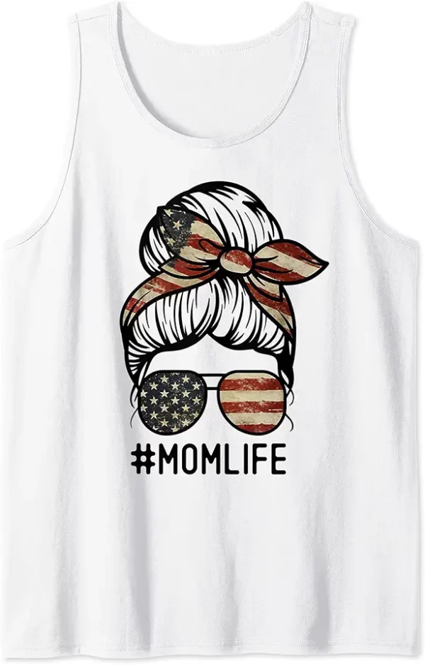 american mom life messy bun 4th of july sunglasses usa flag tank top 4rw0ha0ak6 7as0v