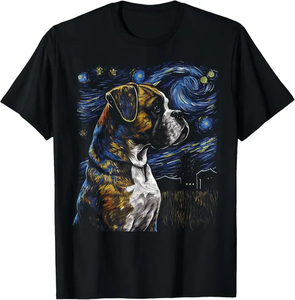 boxer dog starry night dogs lover gifts graphic tshirt 3ix7ul3lo3