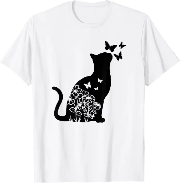cat lover flowers butterfly floral women girls cat mom cute tshirt 8uv9fr6kv1