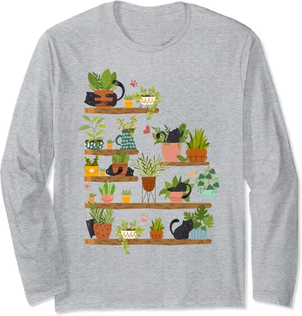 cat plant garden kitten lover flora fauna enthusiast long sleeve tshirt 6gh3pa5qc1 zl2ut