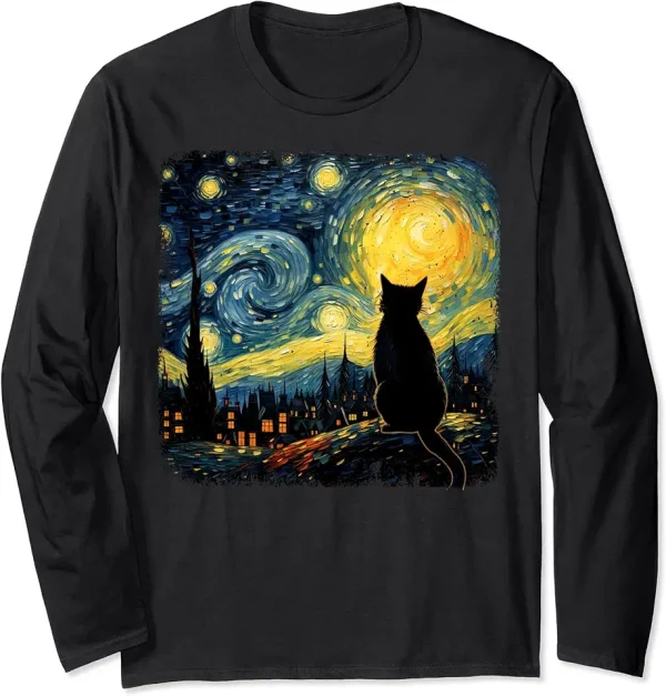cat starry night van gogh cat for cat lover cat mom cat dad long sleeve tshirt 6vy6to9kq7 ssby1