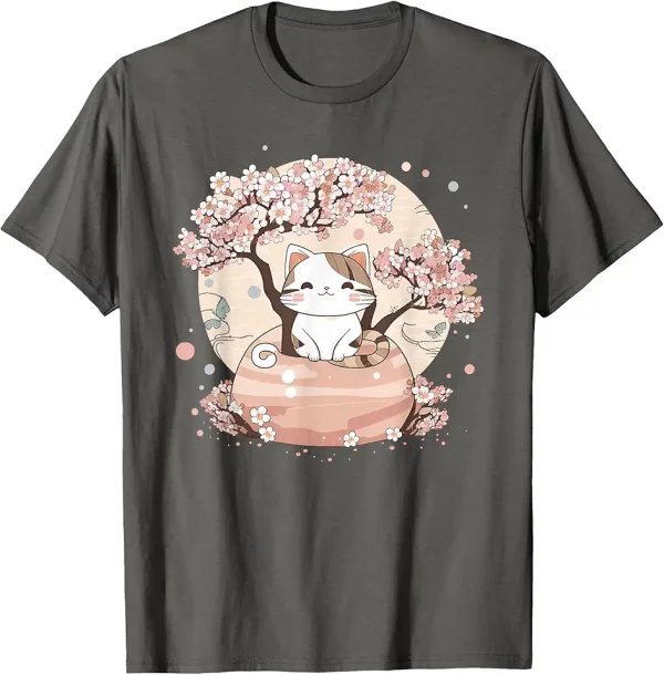 cherry blossom tree cat japanese aesthetic vaporwave anime tshirt 4nl1vl0ov1 mc312