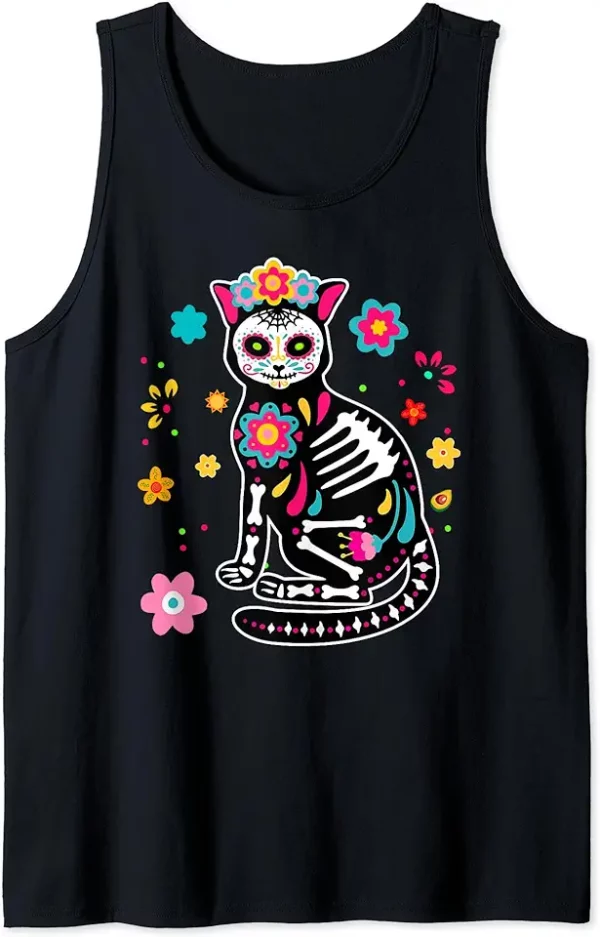 dia de los muertos cat shirt mexican sugar skull day of dead tank top 9ol3rq5np4