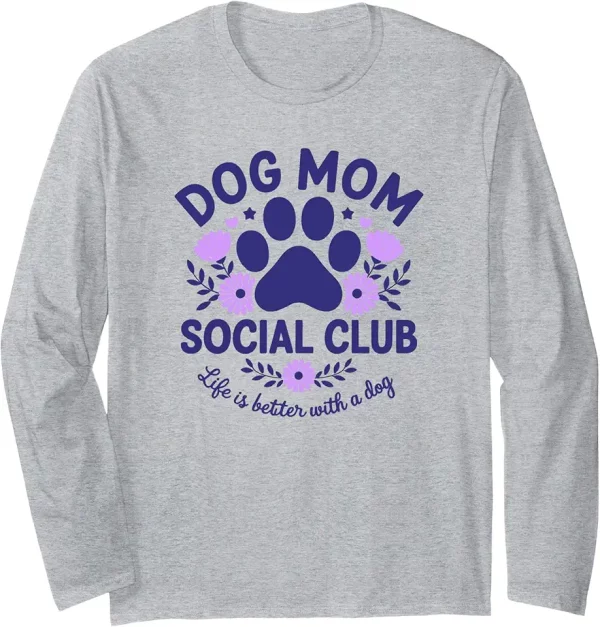 dog mom fur mama retro floral cute purple and blue womens long sleeve tshirt 8xq2tt7rf6 co9tr