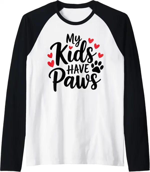 dog mom my kids have paws cute pet mother womens raglan baseball tee 4wg0no9ph5 jj15s