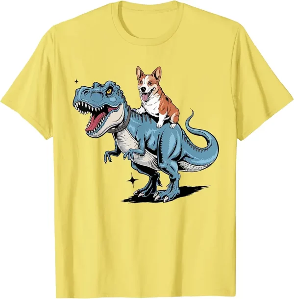 funny corgi riding dinosaur men women dog mom dad lover gift tshirt 2xe8dg5xx5 eb26q