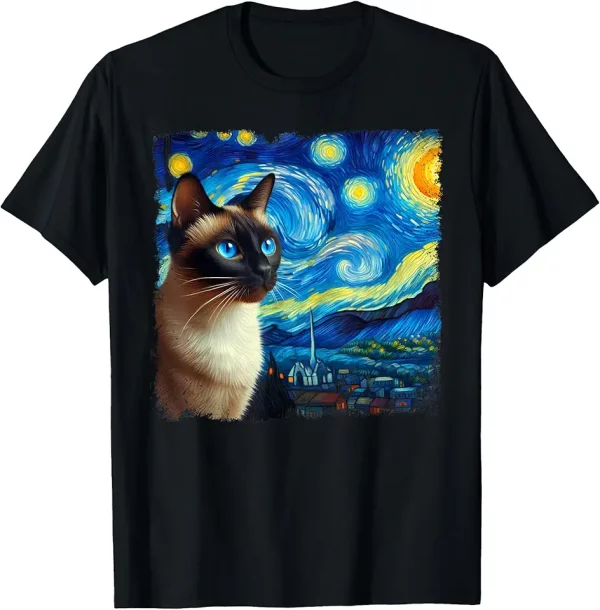 funny cute siamese cat starry night van gogh painting tshirt 8eg3es0yb2 oejgv