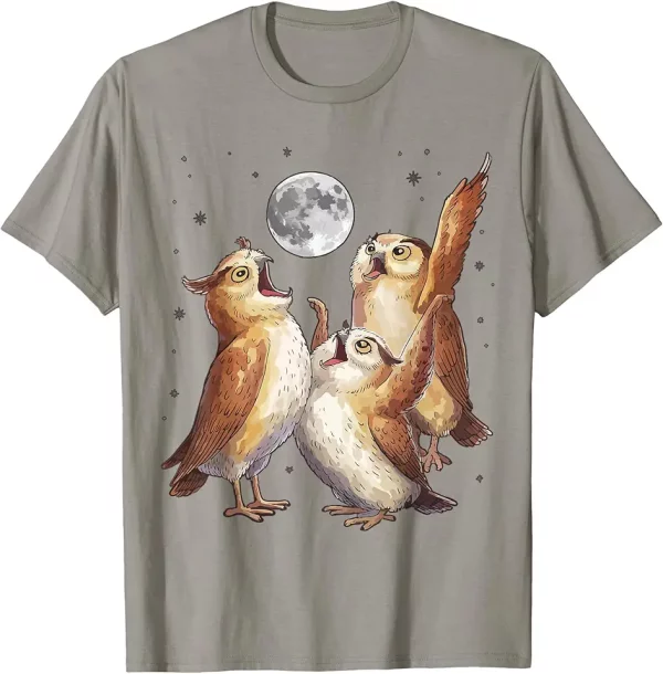 funny owl howling at moon dad mom toddler men women vintage tshirt 1za6ym5wq4 z7sab