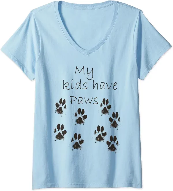 funny pets dog or cat dirty paws my kids have paws vneck tshirt 5yw3cv0tv6 c63jv